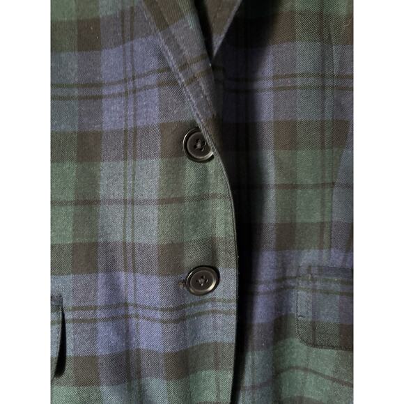 J. Crew Blazer Jacket 10 Blue Green Plaid Check Two Buttons Fall Winter Preppy - Picture 6 of 11